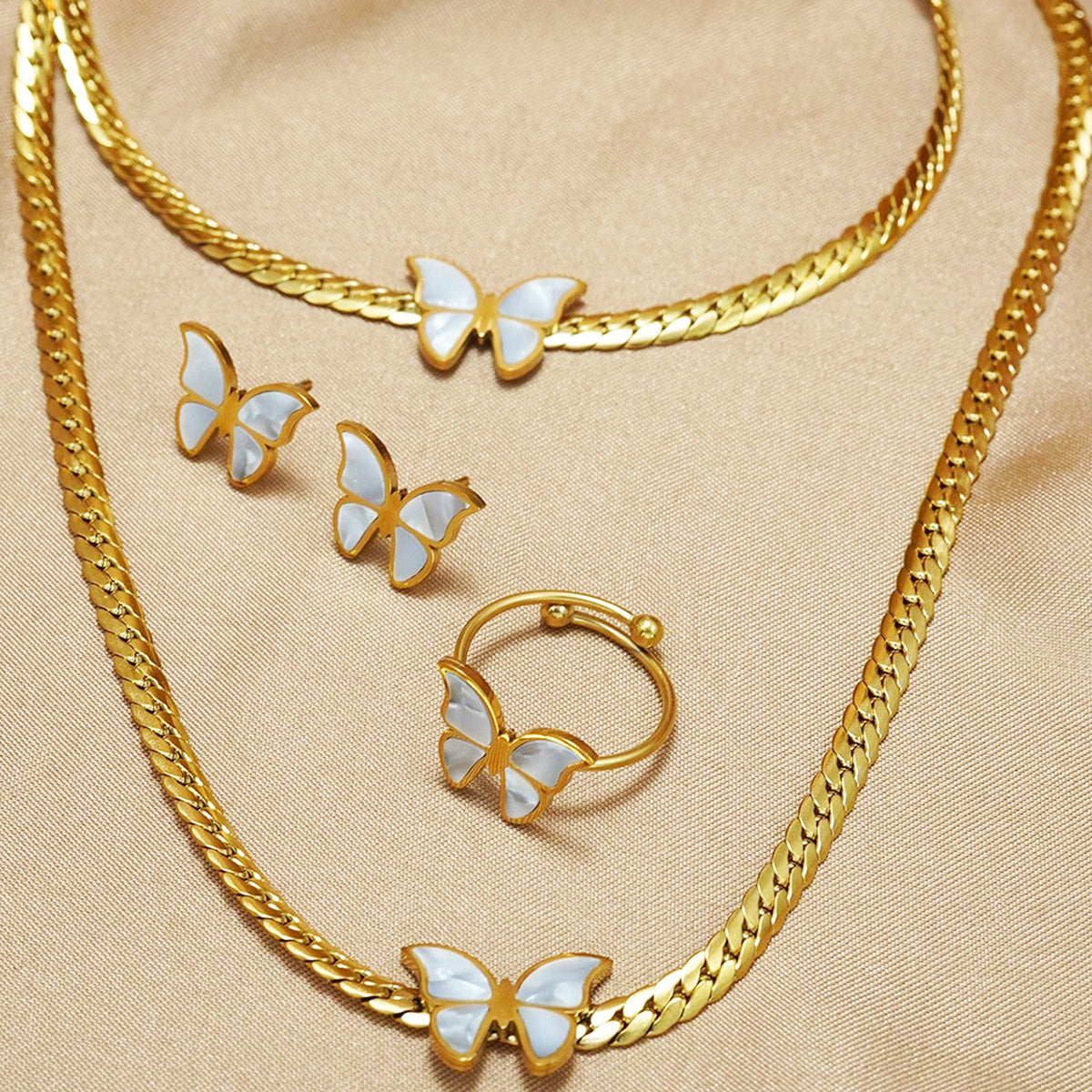 4-Piece Elegant Butterfly Jewelry Set – 18K Gold-Plated Jewelry 2025