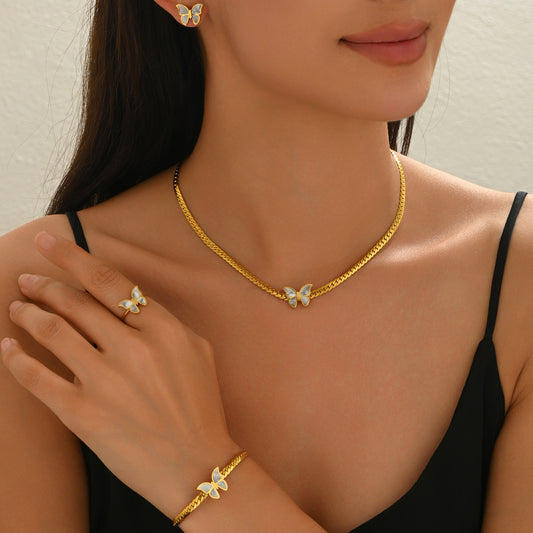  4-Piece Elegant Butterfly Jewelry Set – 18K Gold-Plated Jewelry 2025