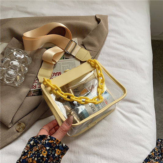 Transparent Jelly Crossbody Bag – One-Shoulder Clear Purse with Chain Strap