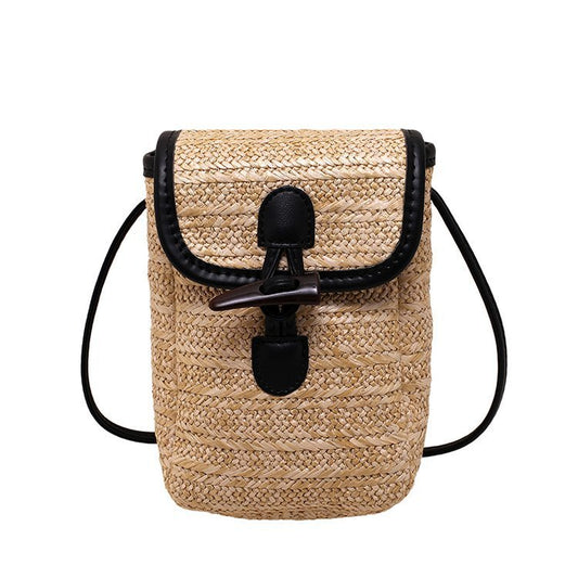 Women's Straw Crossbody Phone Bag - Casual Minimalist Summer Style Bag